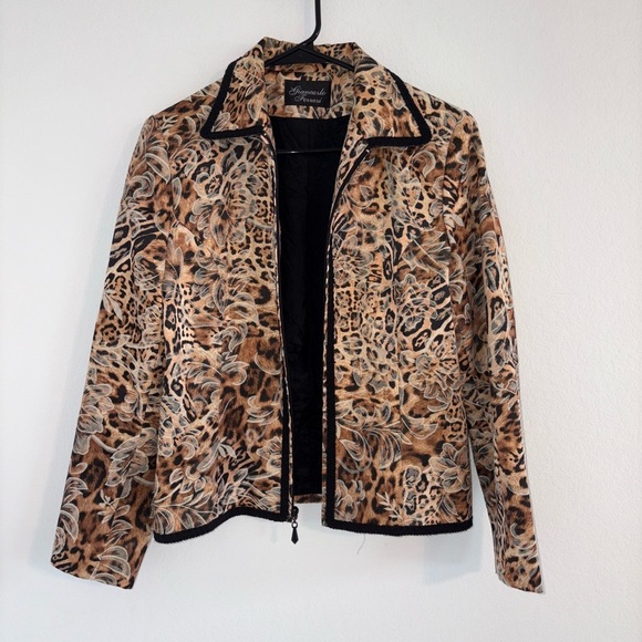 Vintage Giancarlo Ferrari Jungle Print Blazer Zip Up Jacket size 6 - Picture 10 of 16